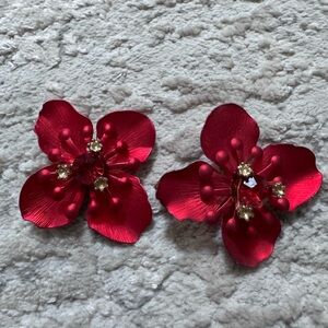 Red Floral Earrings